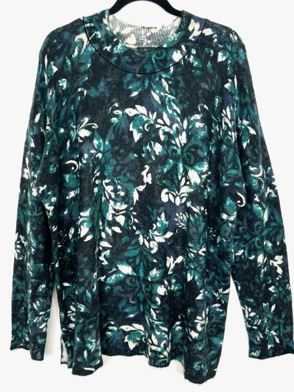 Ella by Rafaelle Soft Sweater Teal Purple Floral Size 2X